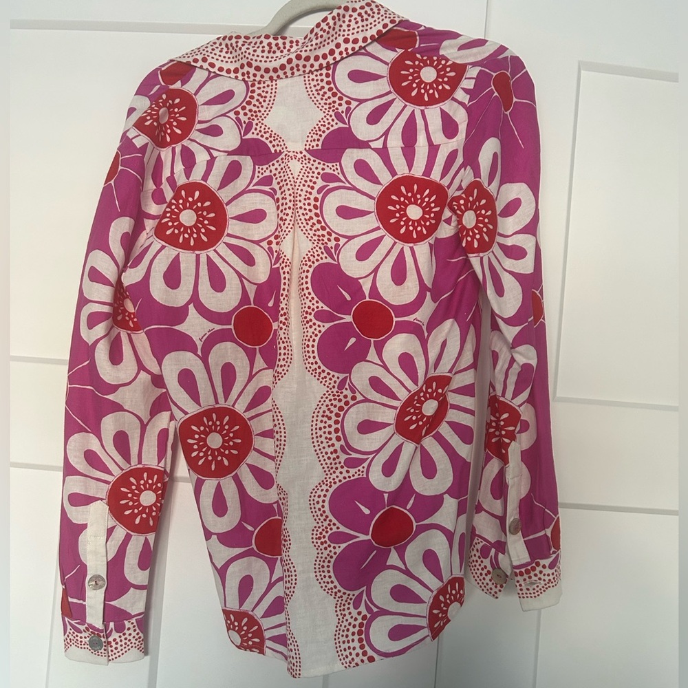 Farm Rio Vibrant Pink and Red Floral Shirt - Picture 4 of 4